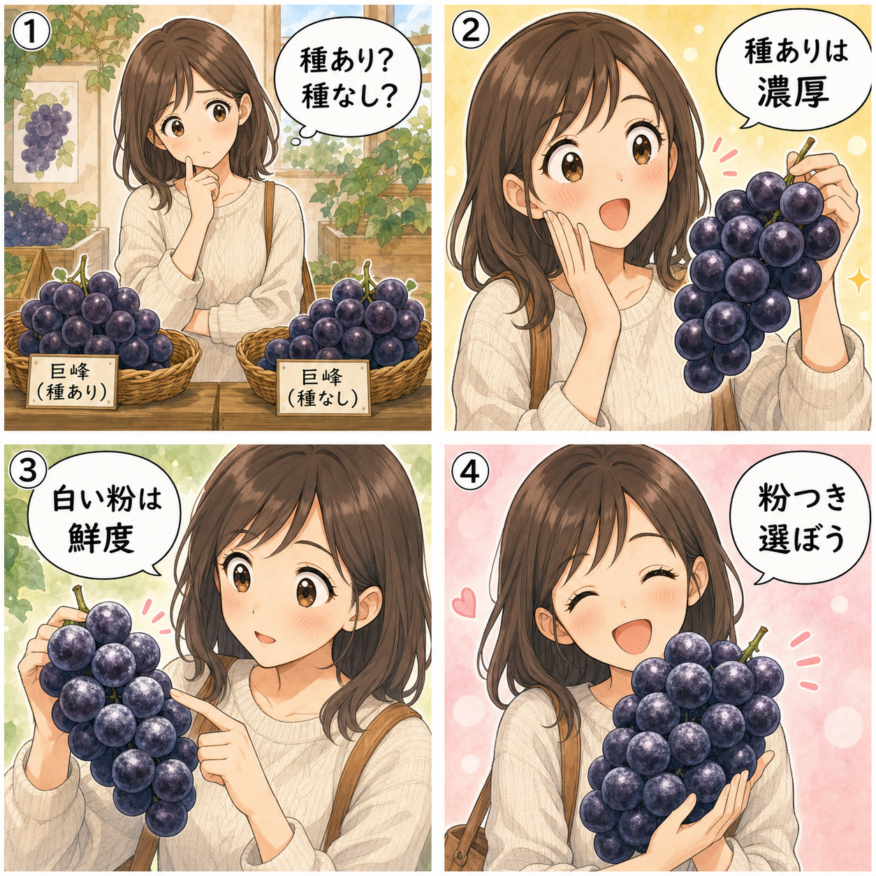 巨峰のお取り寄せ選びの4コマ漫画