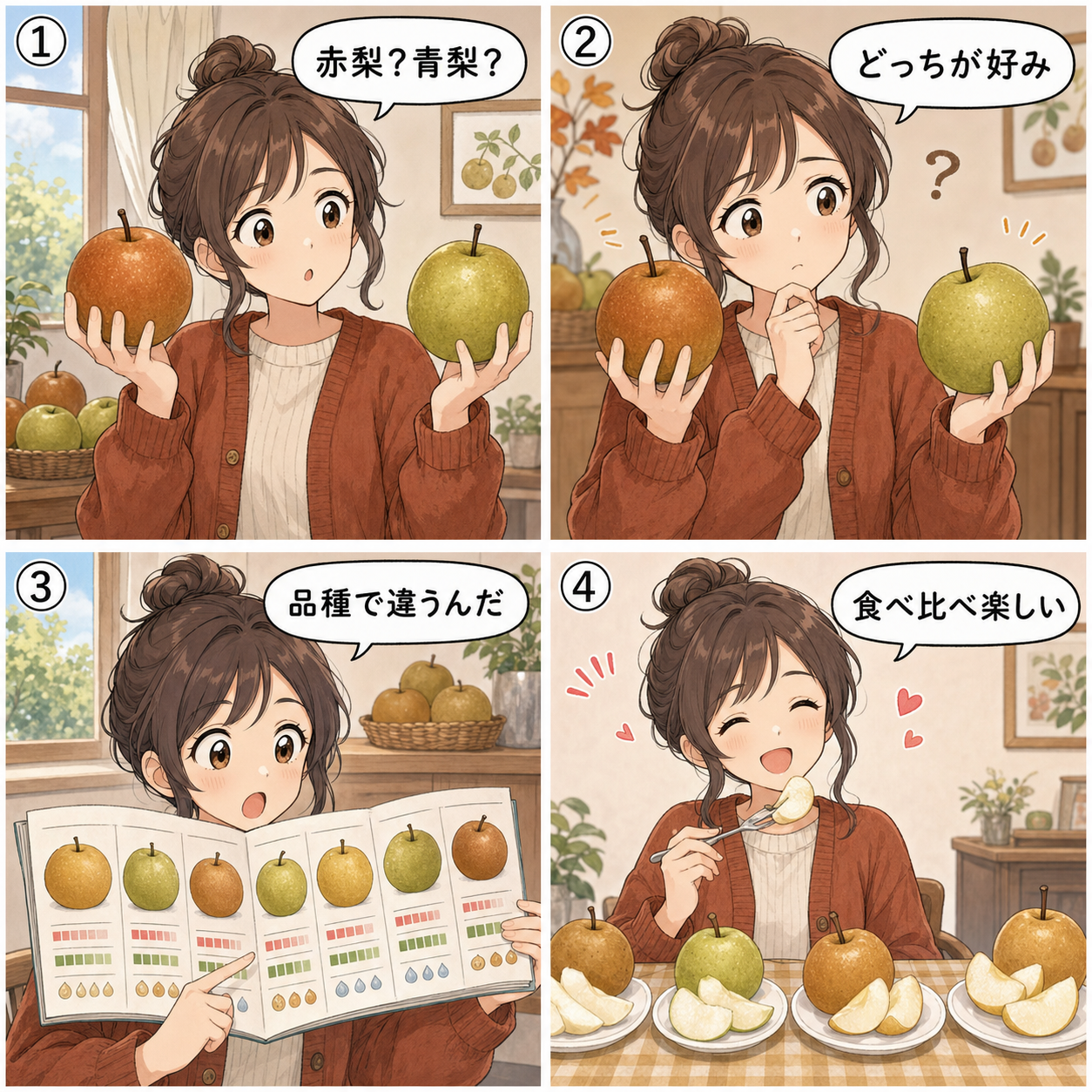梨のお取り寄せ選びの4コマ漫画