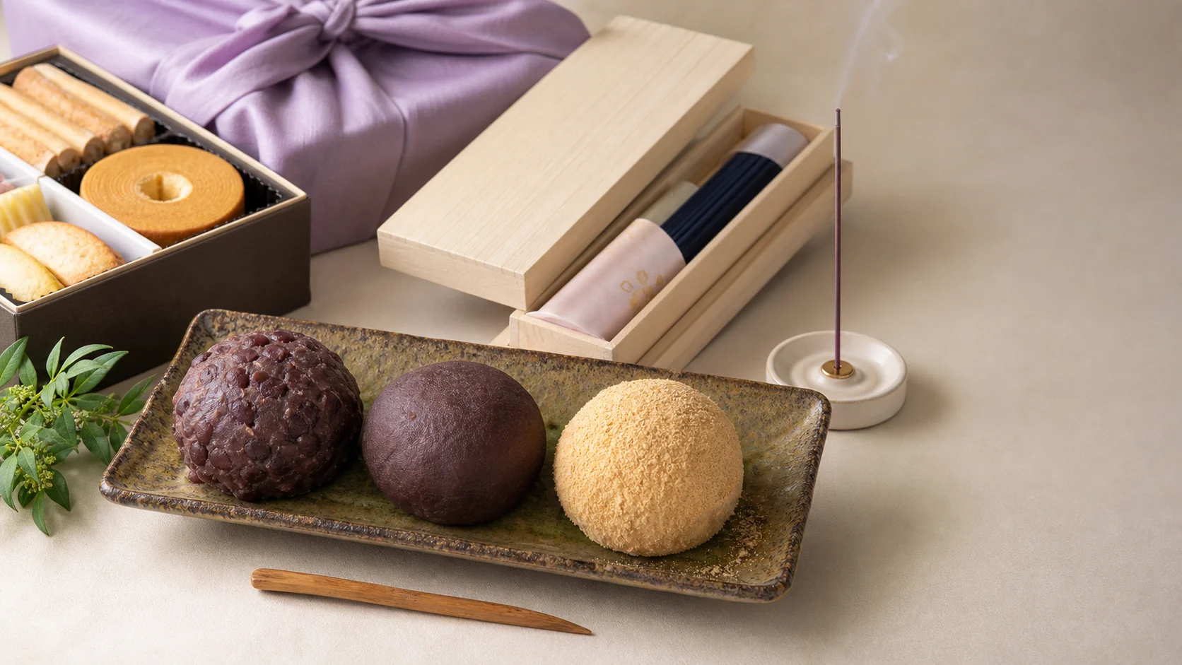 お彼岸のお供えのおすすめ比較イメージ（おはぎ・和菓子・線香・仏花・果物などのお供え物）